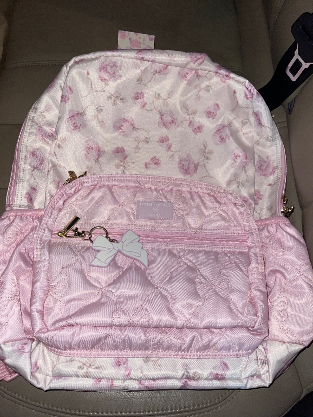 LoveShackFancy & Yoobi Collaboration Pink Ribbon Rosa Backpack NWT